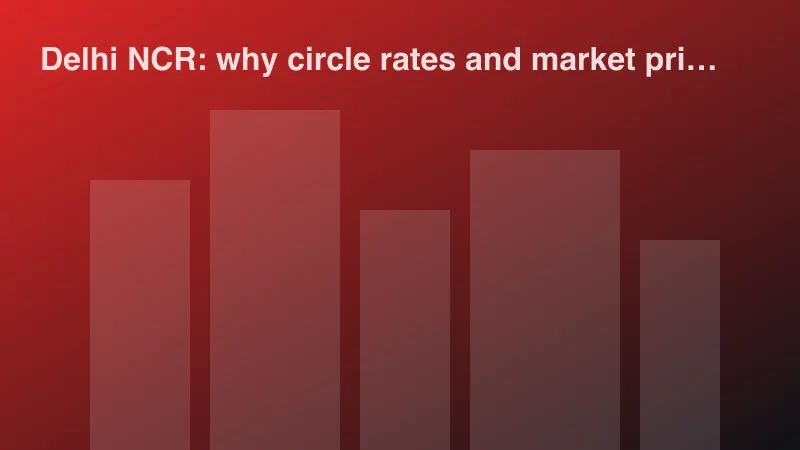 Abstract illustration of city buildings for: Delhi NCR: why circle rates and market prices often differ